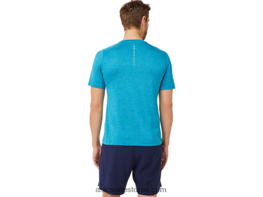 Asics أزرق أزرق مخضر أعلى أداء للرجال بأكمام قصيرة 2N24DJ2037