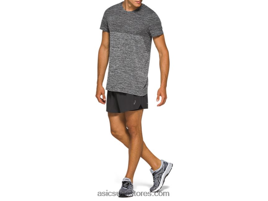Asics أسود الأداء سباق الرجال سلس كم قصير 2N24DJ2047