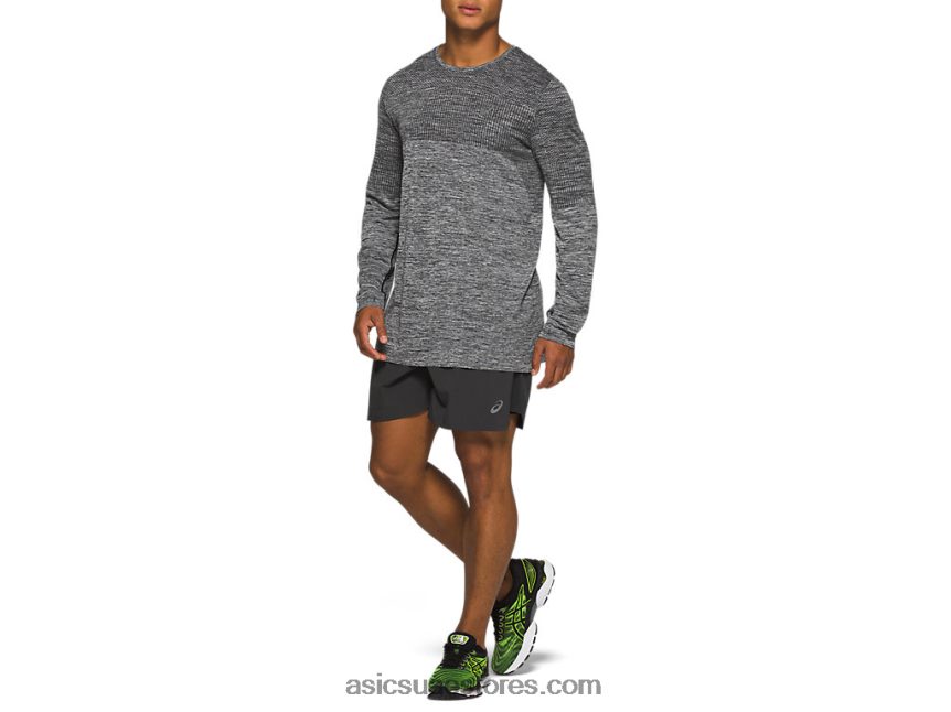 Asics أسود الأداء سباق الرجال سلس كم طويل 2N24DJ2048