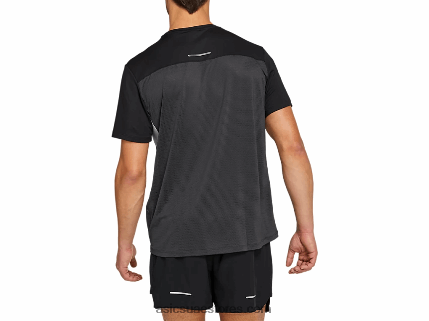 Asics رمادي جرافيت / أسود أداء الرجال أعلى قصيرة الأكمام سباق 2N24DJ2052