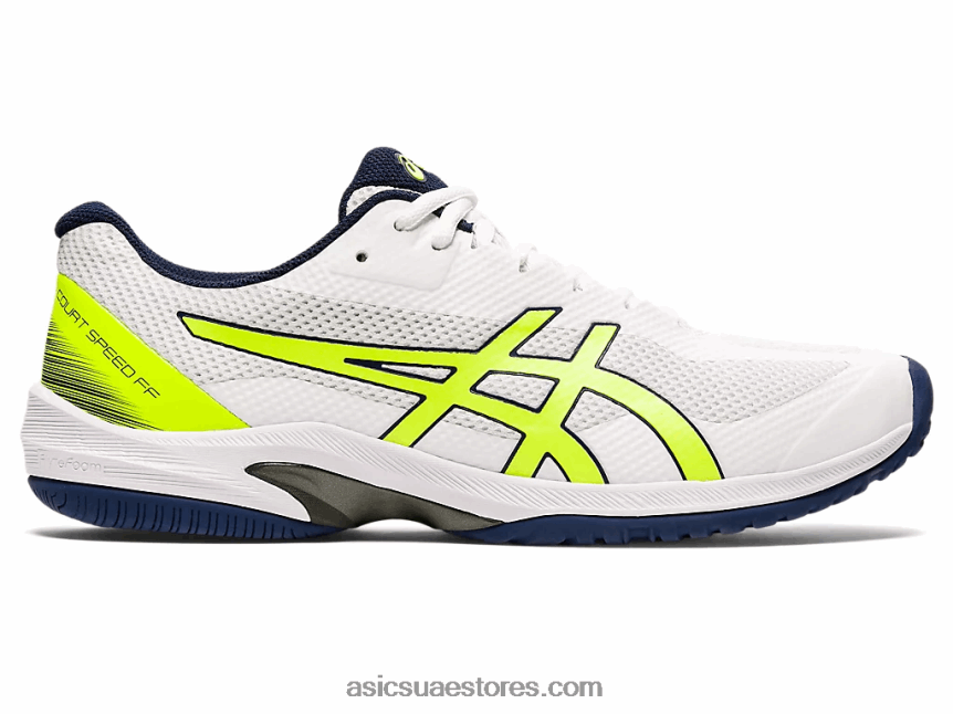 Asics أبيض / أصفر أمان سرعة المحكمة وما يليها 2N24DJ2054