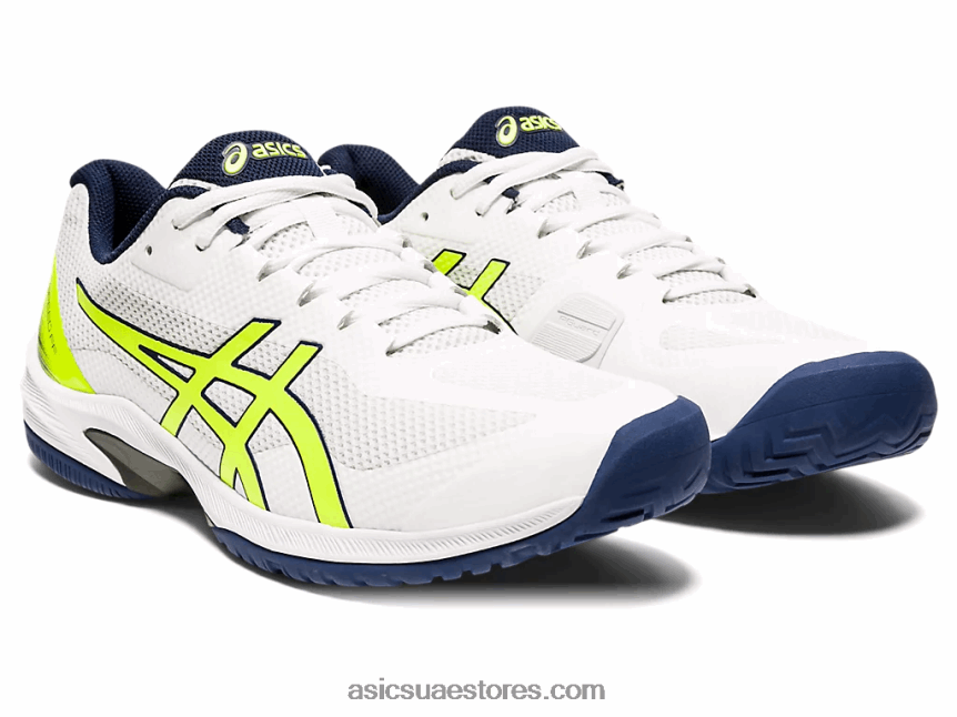 Asics أبيض / أصفر أمان سرعة المحكمة وما يليها 2N24DJ2054