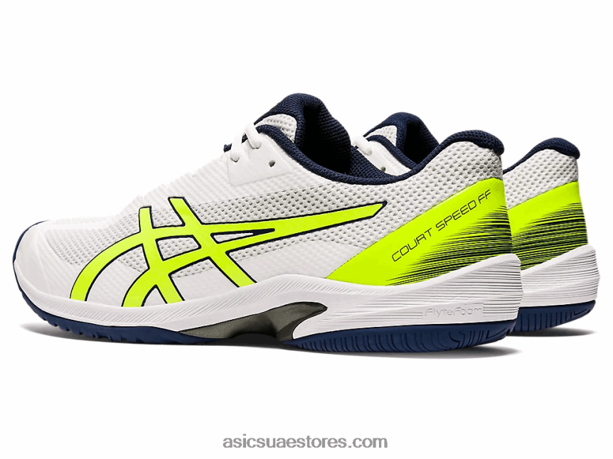 Asics أبيض / أصفر أمان سرعة المحكمة وما يليها 2N24DJ2054