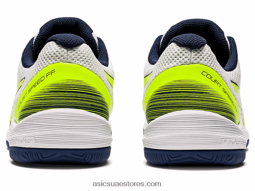 Asics أبيض / أصفر أمان سرعة المحكمة وما يليها 2N24DJ2054