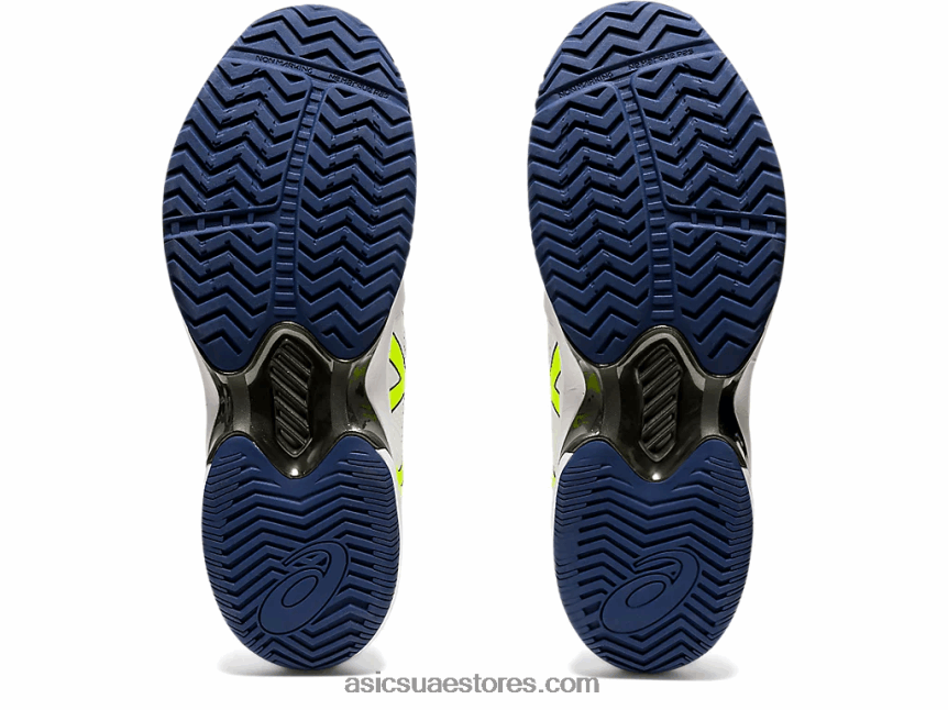 Asics أبيض / أصفر أمان سرعة المحكمة وما يليها 2N24DJ2054