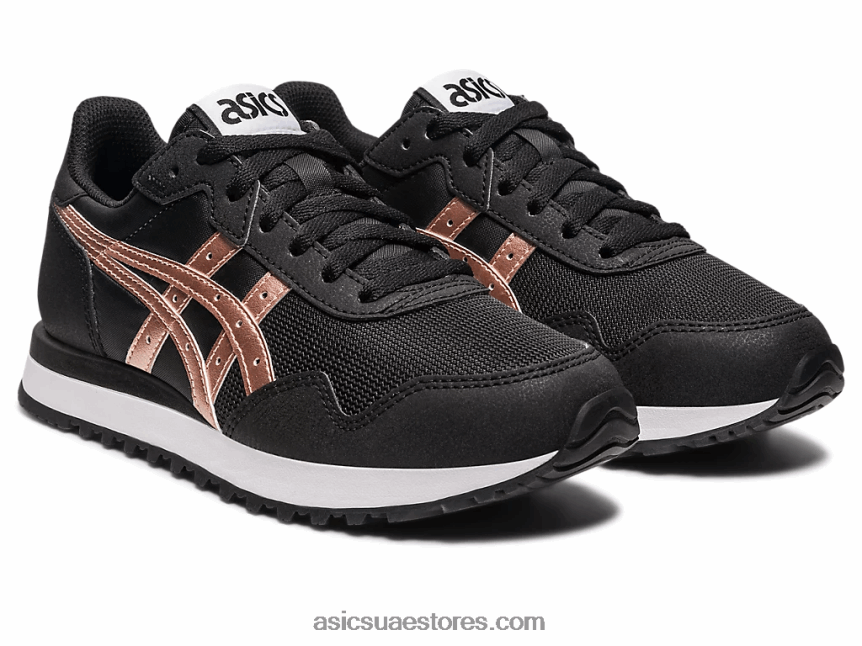 Asics أسود / ذهبي وردي عداء النمر الثاني 2N24DJ2290