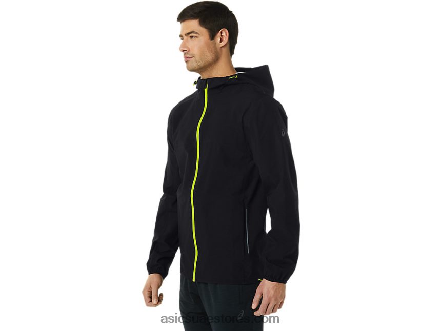 Asics أداء أسود / نكهة الجير سترة مضادة للماء للرجال 2N24DJ231
