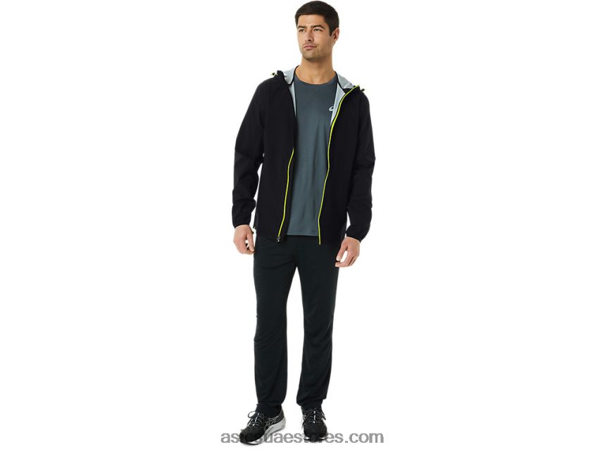 Asics أداء أسود / نكهة الجير سترة مضادة للماء للرجال 2N24DJ231