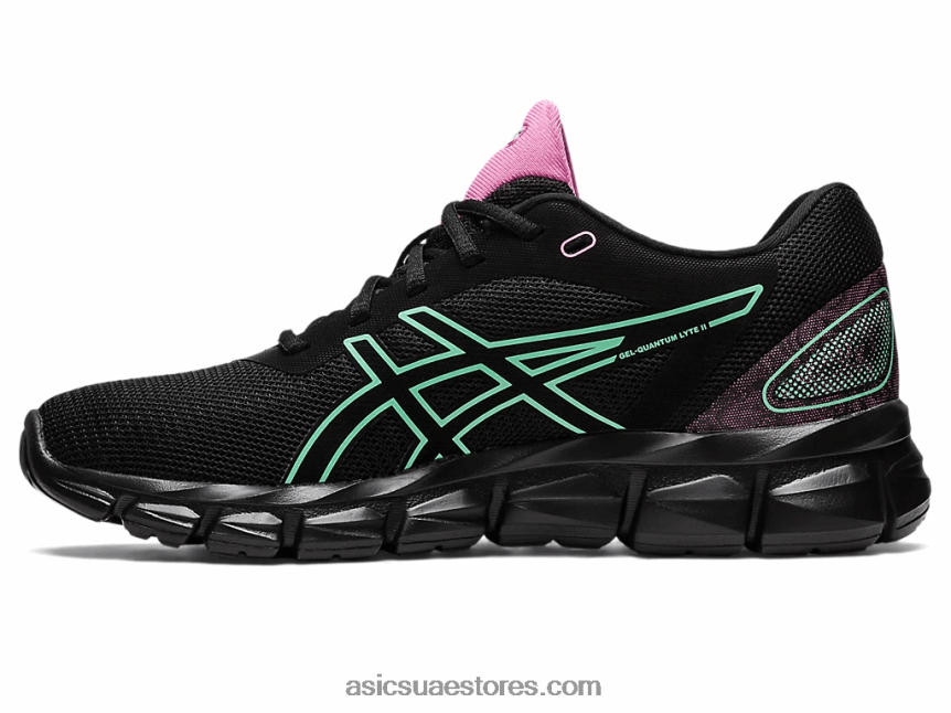 Asics أسود / أخضر جليدي هلام الكم لايت الثاني 2N24DJ2340