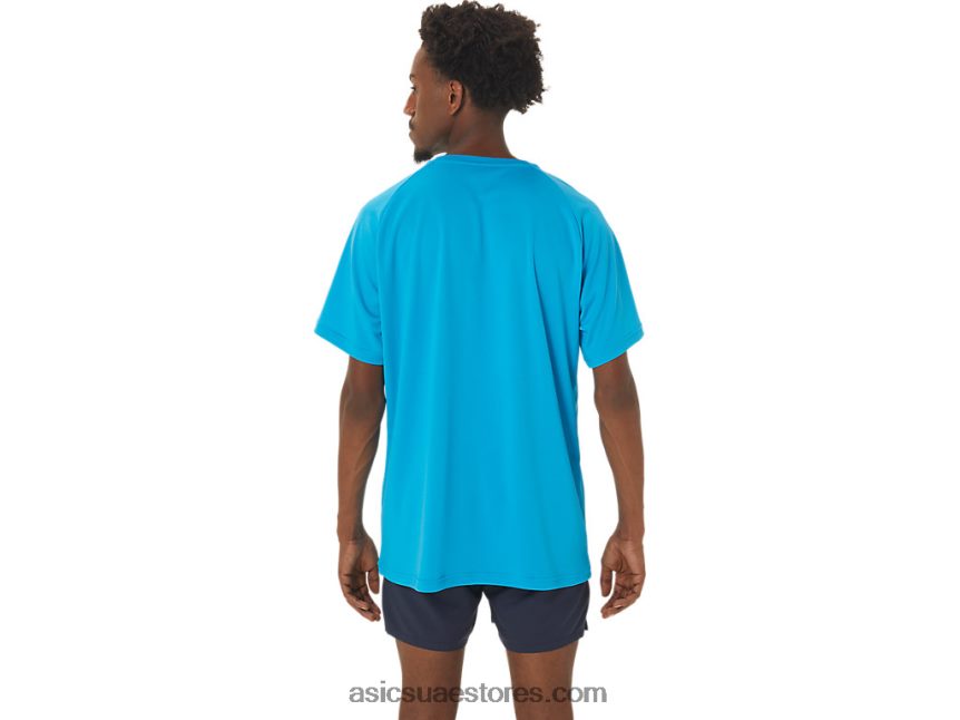 Asics الجزيرة الزرقاء خط النهاية رسم قصير الأكمام للرجال 2N24DJ237