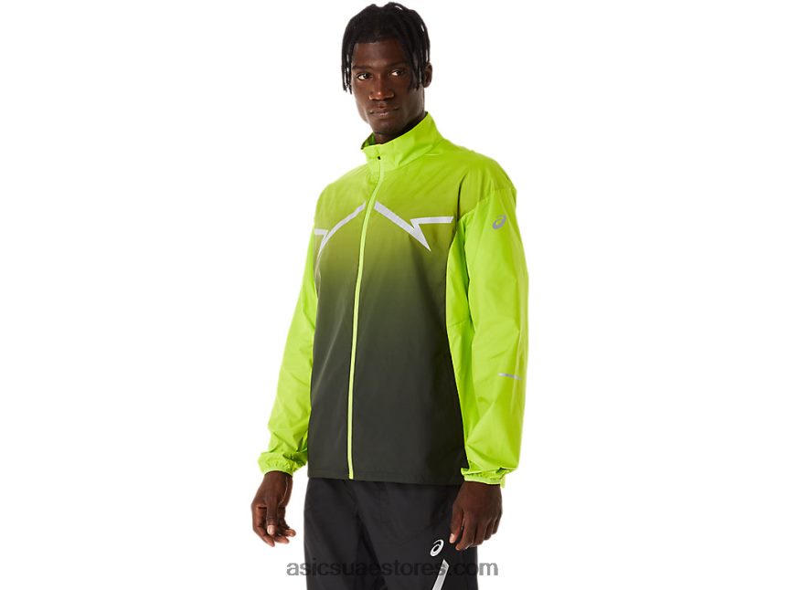 Asics نكهة الجير / أسود الأداء سترة الرجال الخفيفة 2N24DJ238