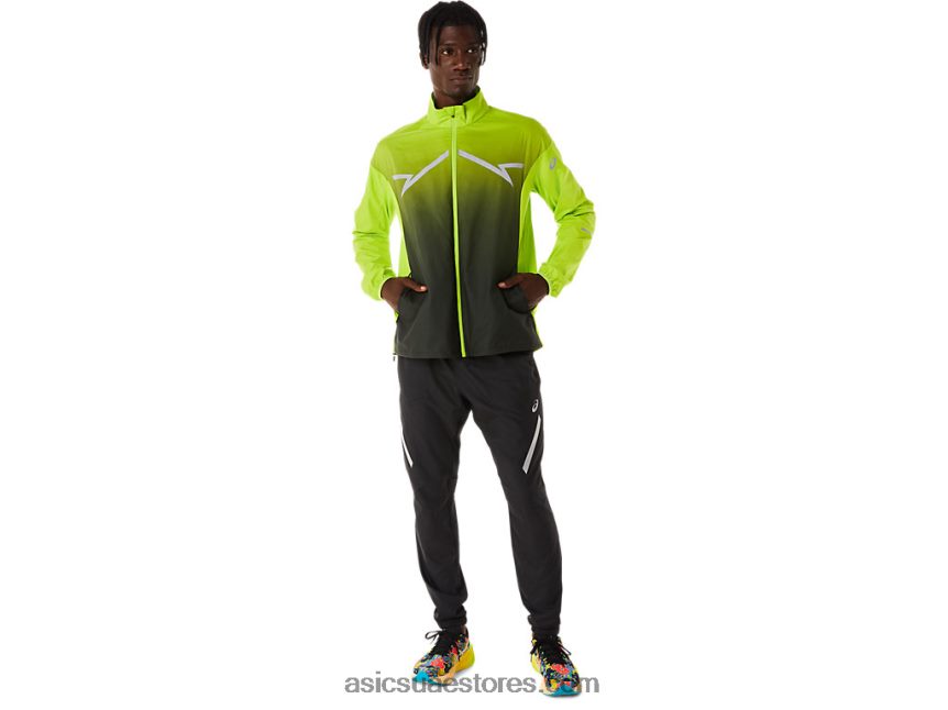 Asics نكهة الجير / أسود الأداء سترة الرجال الخفيفة 2N24DJ238