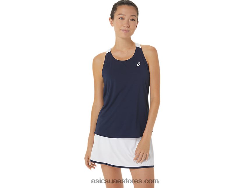 Asics منتصف الليل / أبيض لامع خزان محكمة المرأة 2N24DJ2464