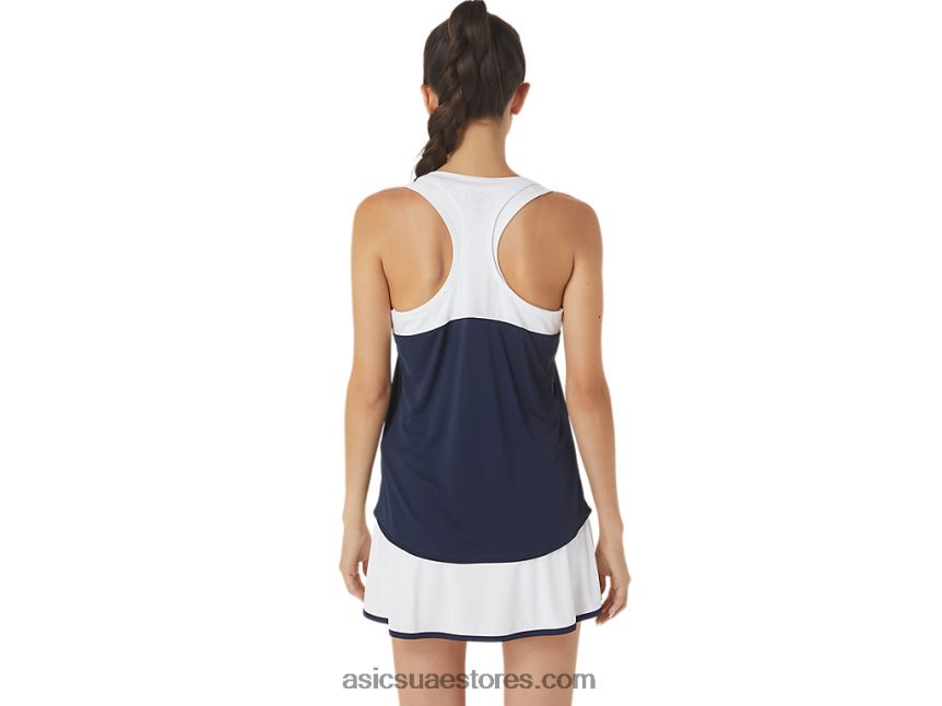 Asics منتصف الليل / أبيض لامع خزان محكمة المرأة 2N24DJ2464