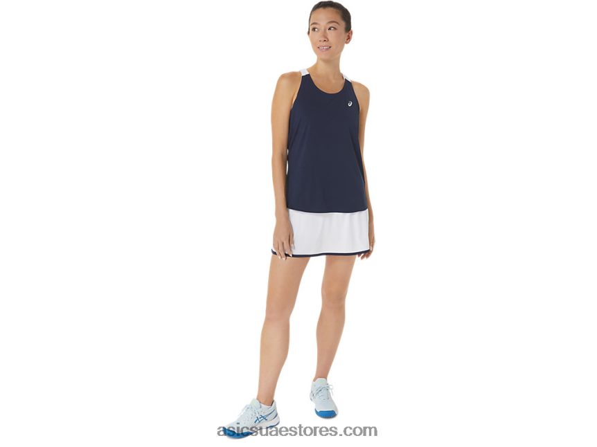 Asics منتصف الليل / أبيض لامع خزان محكمة المرأة 2N24DJ2464