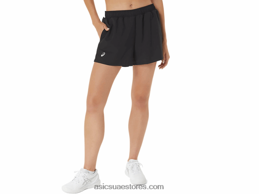 Asics أسود الأداء محكمة المرأة قصيرة 2N24DJ2465