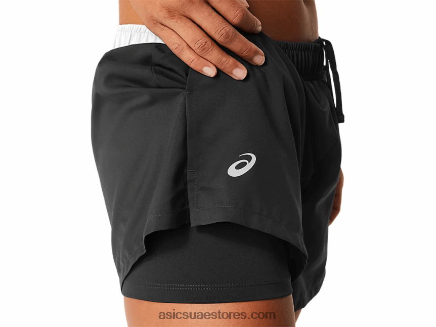 Asics أسود الأداء محكمة المرأة قصيرة 2N24DJ2465