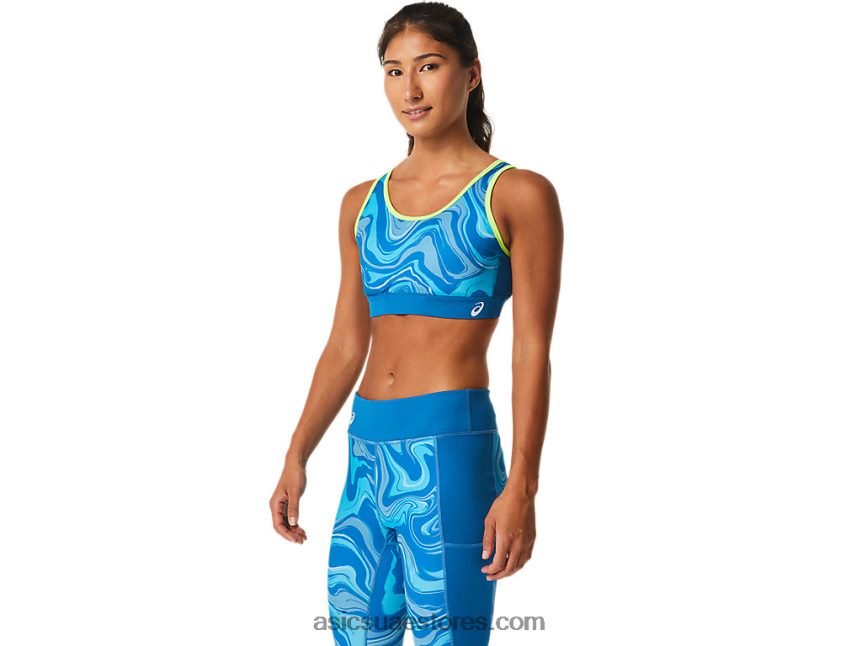 Asics تولد من جديد الأزرق حمالة صدر جرافيك نسائية 2N24DJ2473