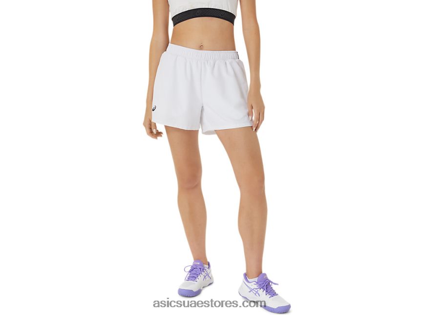 Asics أبيض لامع محكمة المرأة قصيرة 2N24DJ2474