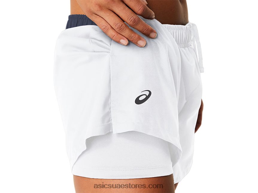 Asics أبيض لامع محكمة المرأة قصيرة 2N24DJ2474