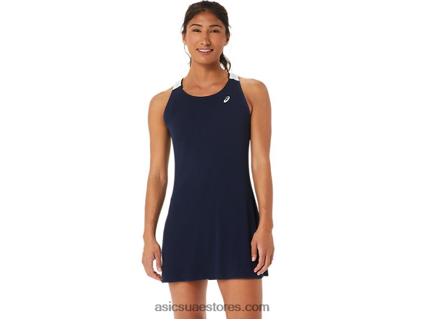 Asics منتصف الليل / أبيض لامع لباس محكمة المرأة 2N24DJ2532