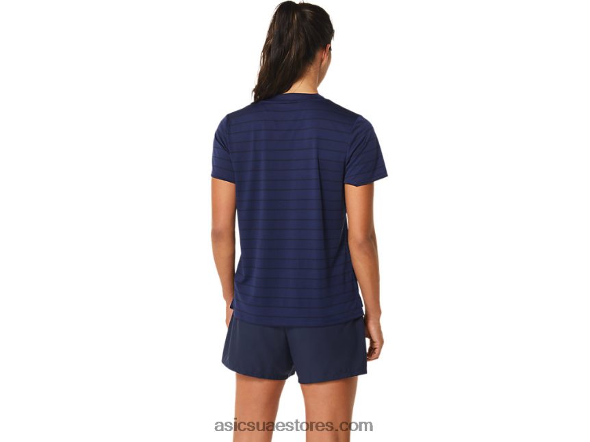 Asics منتصف الليل المرأة قصيرة الأكمام أعلى شريط المحكمة 2N24DJ2550
