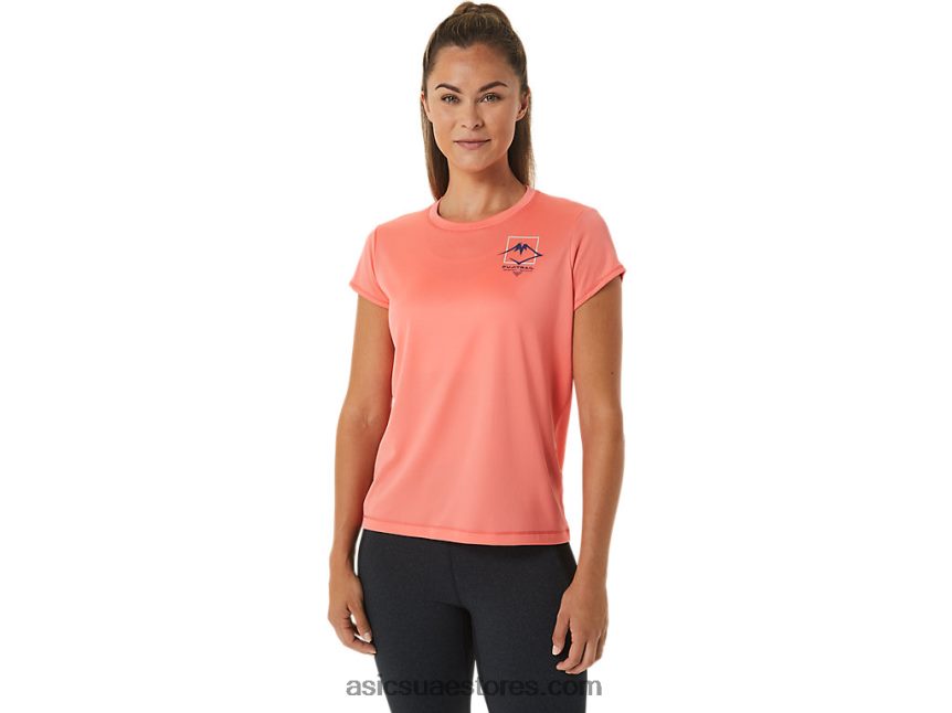 Asics بابايا توب نسائي بأكمام قصيرة مزين بشعار فوجيتريل 2N24DJ2563