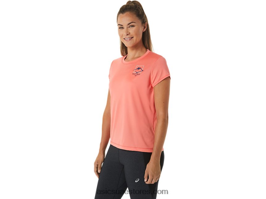 Asics بابايا توب نسائي بأكمام قصيرة مزين بشعار فوجيتريل 2N24DJ2563