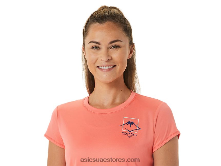 Asics بابايا توب نسائي بأكمام قصيرة مزين بشعار فوجيتريل 2N24DJ2563