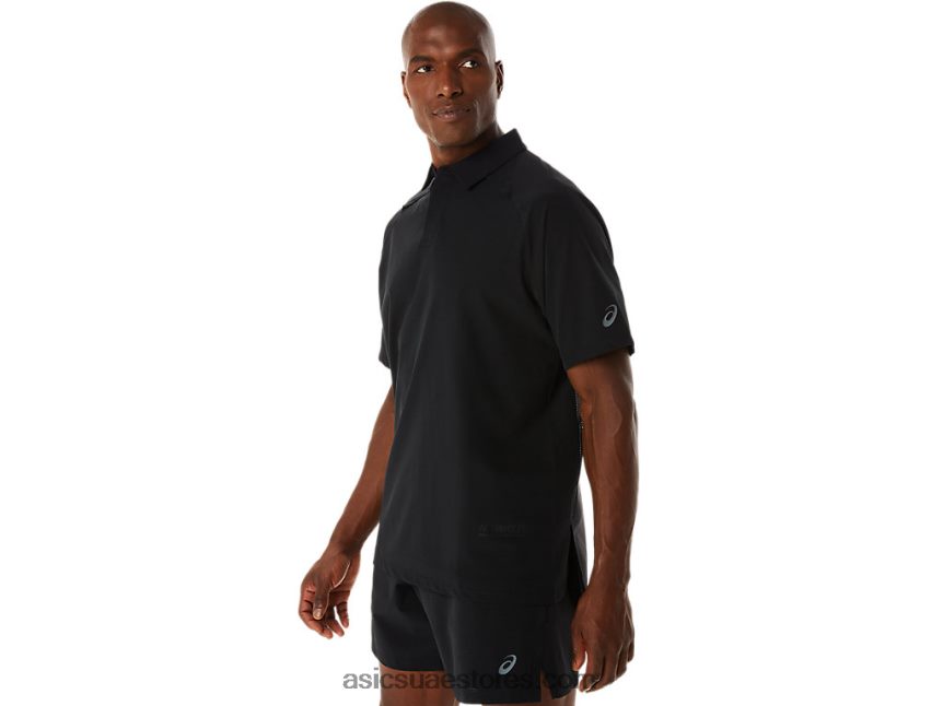 Asics أسود الأداء قميص بولو أكتيبريز جاكار للرجال 2N24DJ270