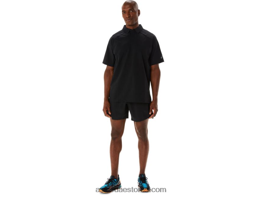 Asics أسود الأداء قميص بولو أكتيبريز جاكار للرجال 2N24DJ270