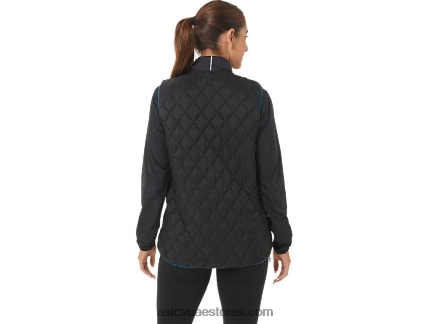Asics أداء أسود / صنوبر مخملي سترة معزولة عكس المرأة 2N24DJ2750