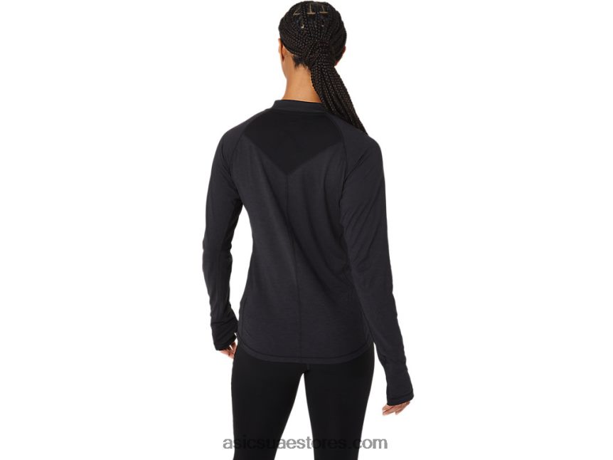 Asics أسود الأداء الشتاء تشغيل المرأة طويلة الأكمام أعلى 2N24DJ2756