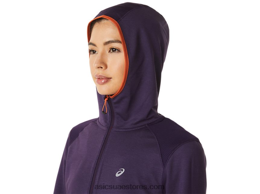Asics الظل الليلي هيذر / نوفا برتقالي هوديي المرأة طويلة الأكمام تشغيل الشتاء 2N24DJ2791