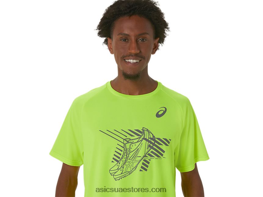 Asics السلامة الصفراء أحذية رجالية جرافيك بأكمام قصيرة 2N24DJ279