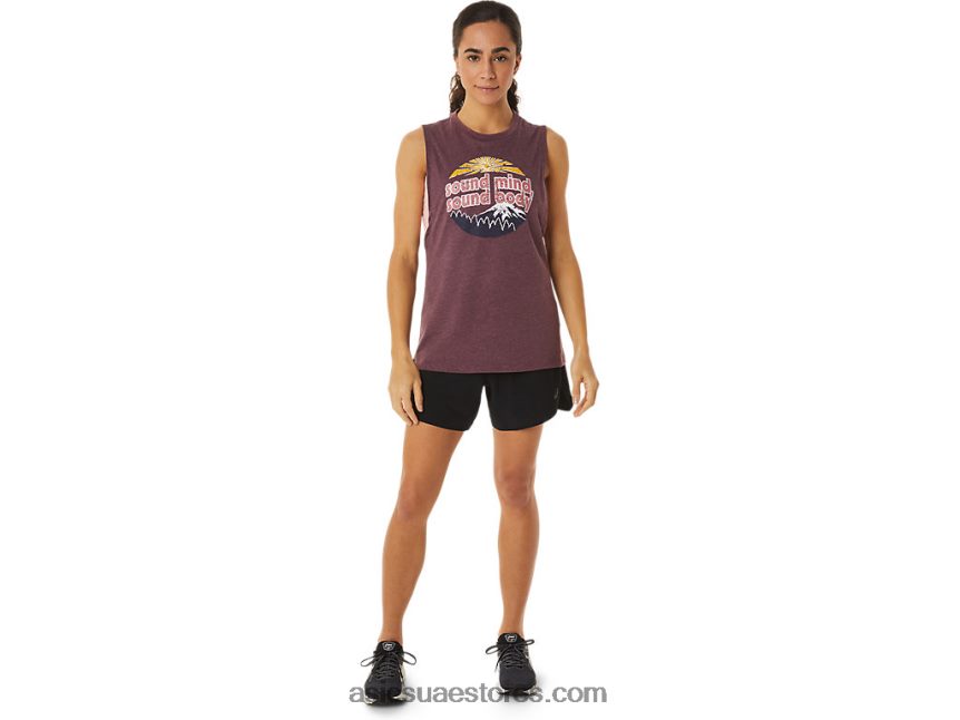 Asics هيذر المريخ العميق خزان العضلات الجبلية للمرأة 2N24DJ2832