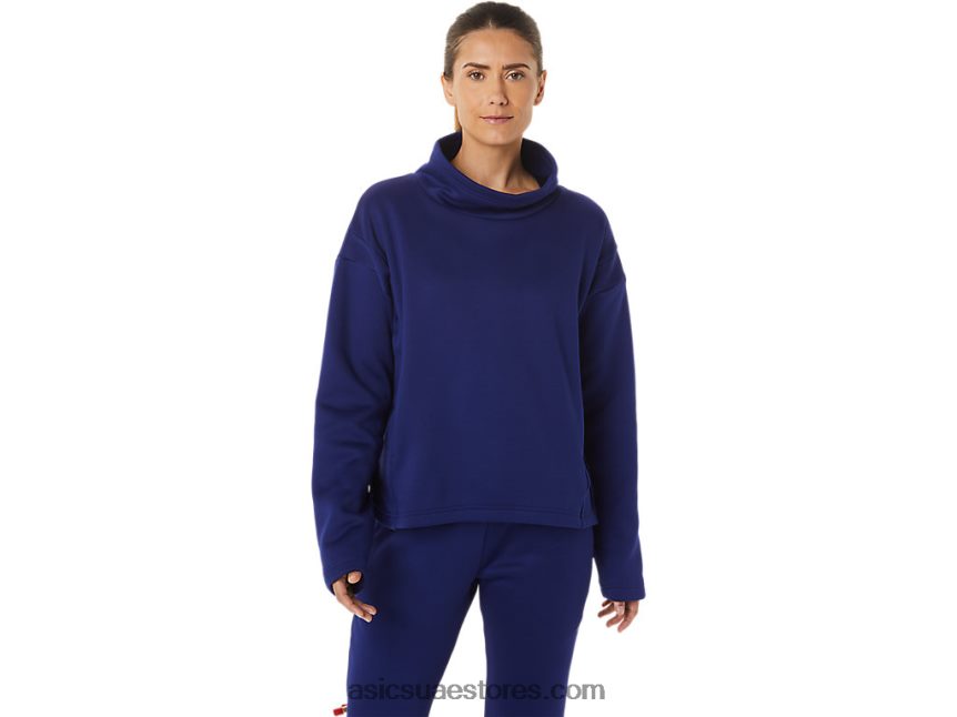 Asics الغوص الأزرق كنزة صوفية نسائية محبوكة نحى 2N24DJ2899