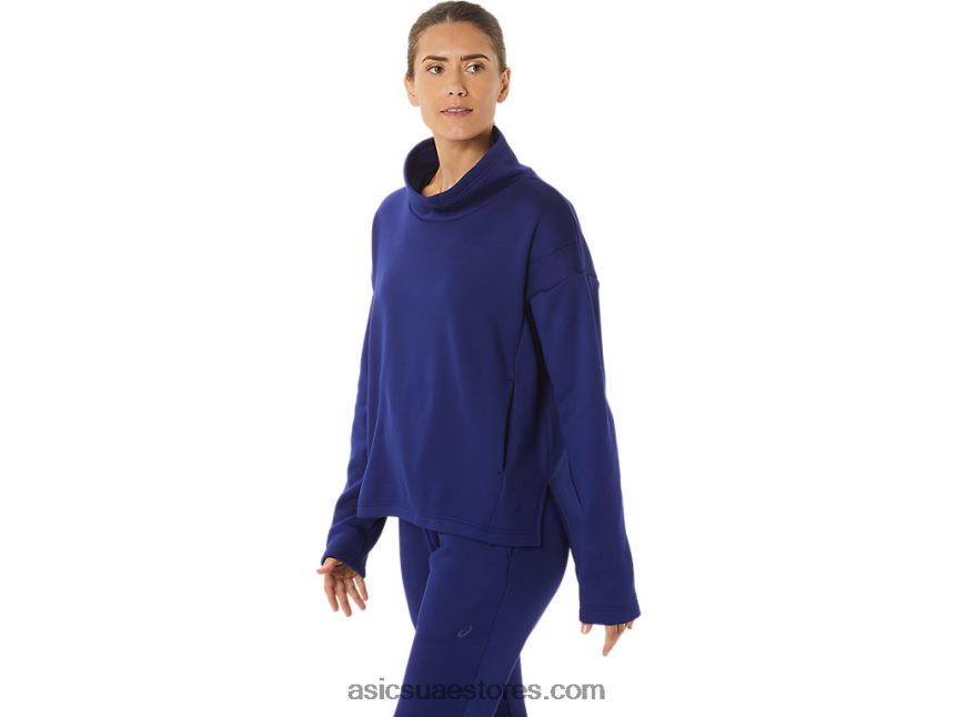 Asics الغوص الأزرق كنزة صوفية نسائية محبوكة نحى 2N24DJ2899