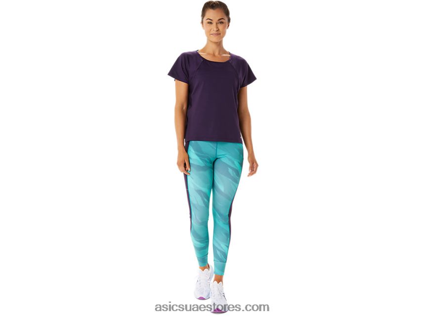 Asics الظل الليلي المرأة قصيرة الأكمام شق الجانب الأعلى 2N24DJ2928