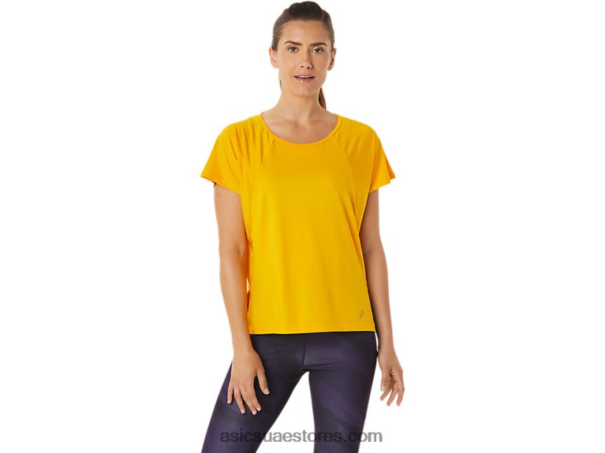 Asics دوار الشمس المرأة قصيرة الأكمام شق الجانب الأعلى 2N24DJ2940