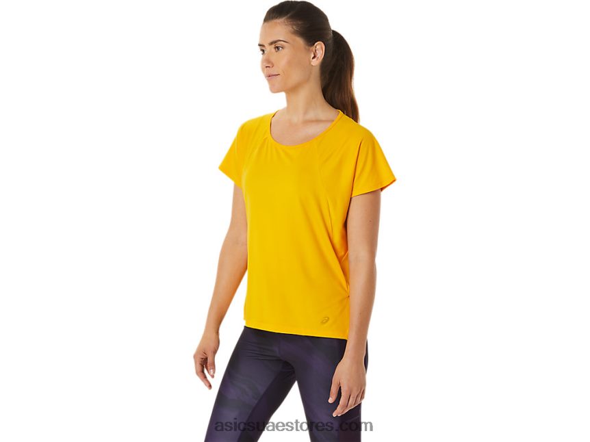 Asics دوار الشمس المرأة قصيرة الأكمام شق الجانب الأعلى 2N24DJ2940