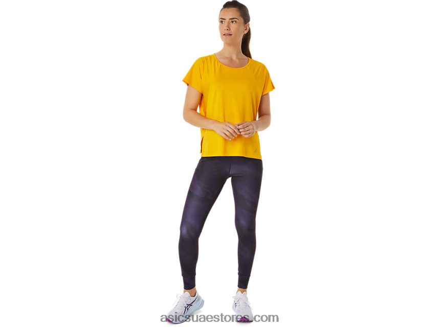 Asics دوار الشمس المرأة قصيرة الأكمام شق الجانب الأعلى 2N24DJ2940
