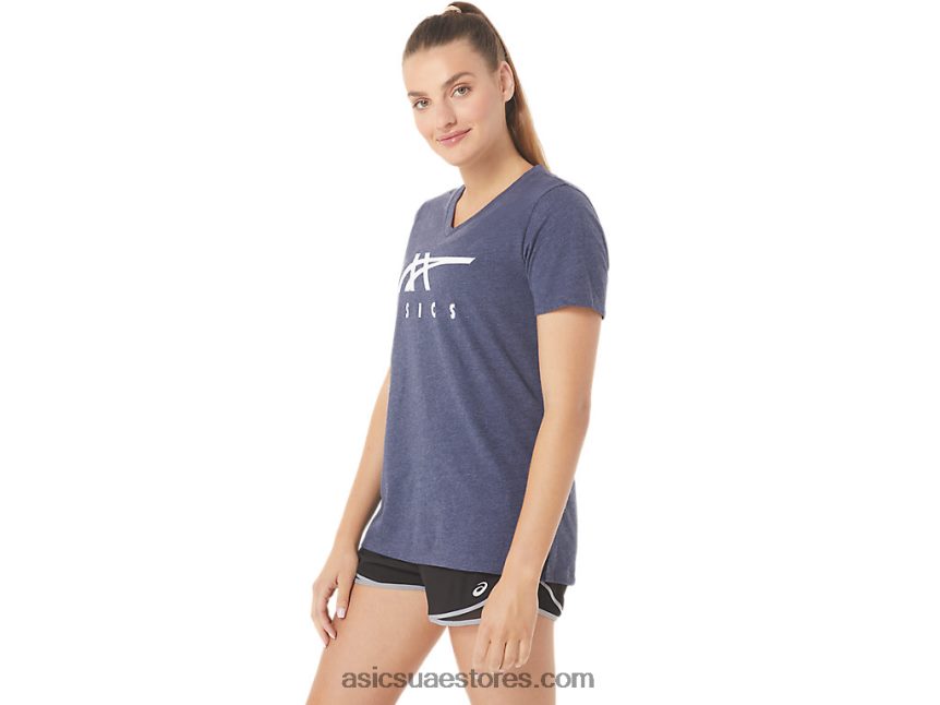 Asics هيذر الطاووس مخطط للمرأة الخامس الرقبة 2N24DJ2972