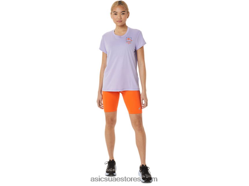 Asics بخار توب نسائي بأكمام قصيرة مزين بشعار فوجيتريل 2N24DJ3074