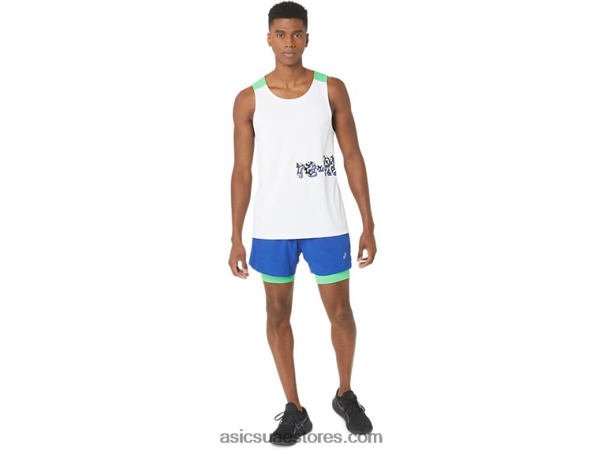 Asics أبيض / مسار القميص الجري القوي الجديد المعاد توجيهه للرجال 2N24DJ30