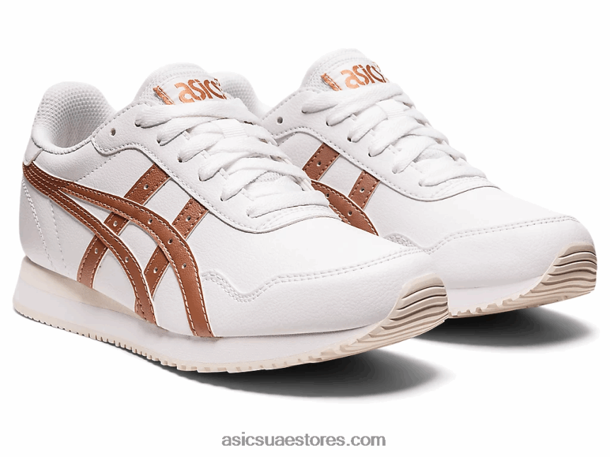 Asics أبيض / ذهب وردي عداء النمر 2N24DJ3140