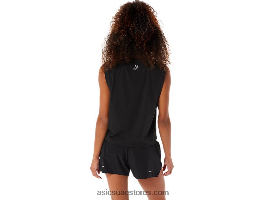 Asics أسود الأداء كل انحاء المرأة المحاصيل العضلية المطبوعة 2N24DJ3145