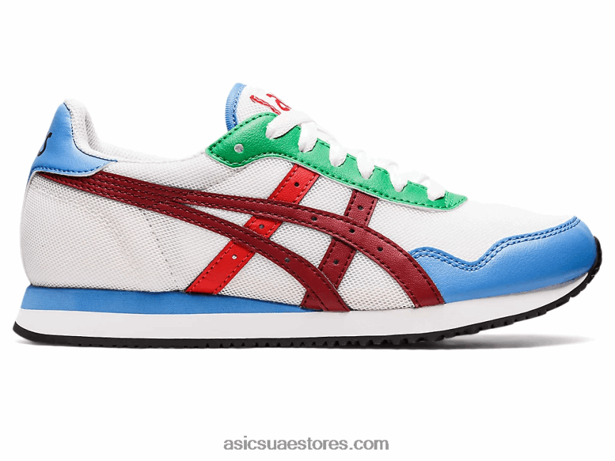 Asics أبيض / بورجوندي عداء النمر 2N24DJ3148