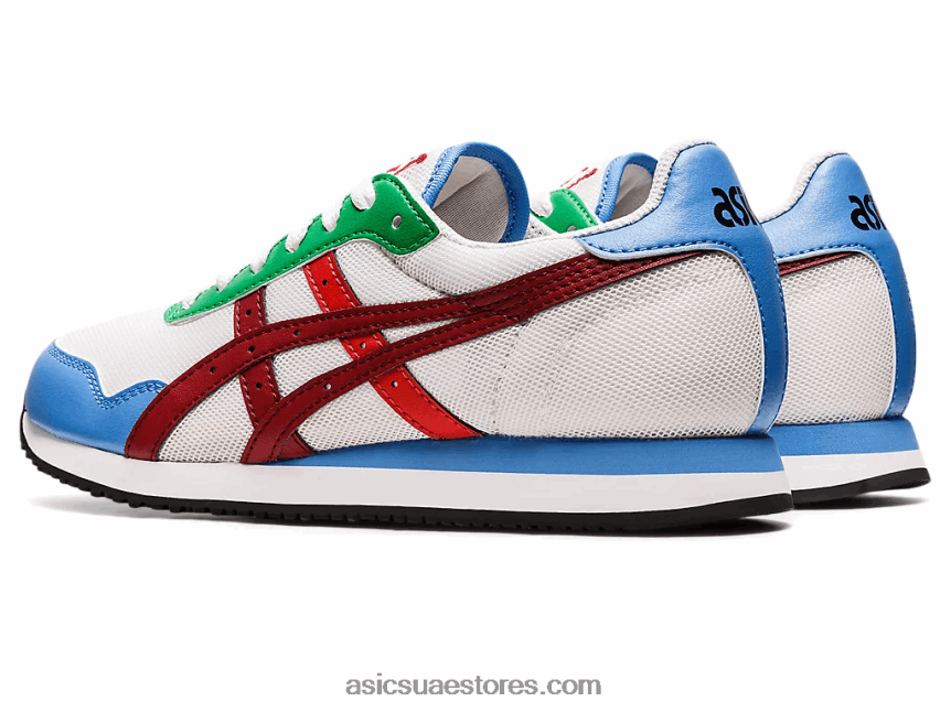 Asics أبيض / بورجوندي عداء النمر 2N24DJ3148