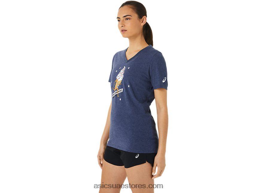 Asics هيذر الطاووس آيس كريم نسائي يأتي بكم قصير ساخن 2N24DJ3194